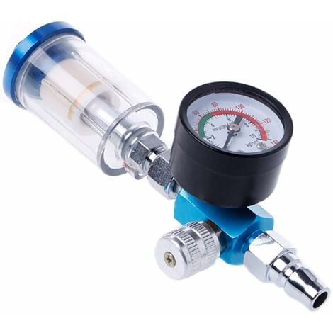 Pneumatic Spray Regulator Gun 1/4" Air Pressure Gauge with in-Line Water Trap Air Filter Separator Pressure Gauge Combination Tool Kit for Spray Paint Guns