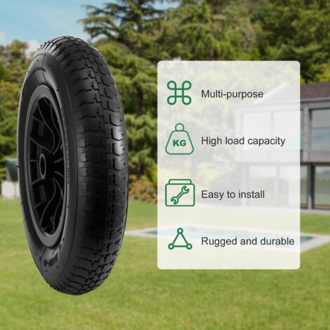 Pneumatic Wheel 14" (3.50-8) Wheelbarrow Wheel Replacement Heavy Duty Wheels Wheelbarrow Tyre for Garden Trolley Barrow Cart
