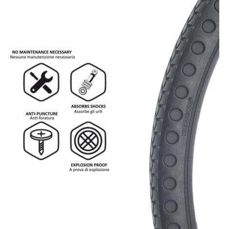 PNEUMATICO PIENO 24X 1 3/8 (37-540) GOMMA PIENA PER BICI E-BIKE