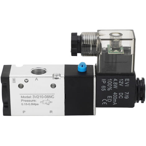Pneumatikventil 3/2" mit 1/4"-NPT-Magnetventil, 12 V DC, Schutzart IP65