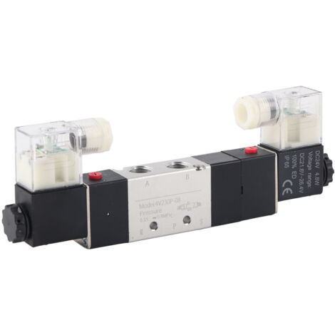 Pneumatisches Magnetventil 5/2" 24 V DC 1/4" BSP 3-Positionen 0,15–0,8 MPa 4V230-08P