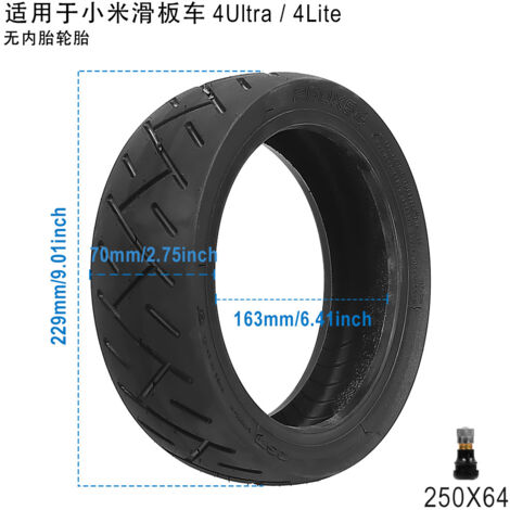 Pneus Cheng Shin 250x64 pour trottinette électrique Xiaomi 4 Ultra 4 Lite, pneus tubeless résistants aux crevaisons avec valves.