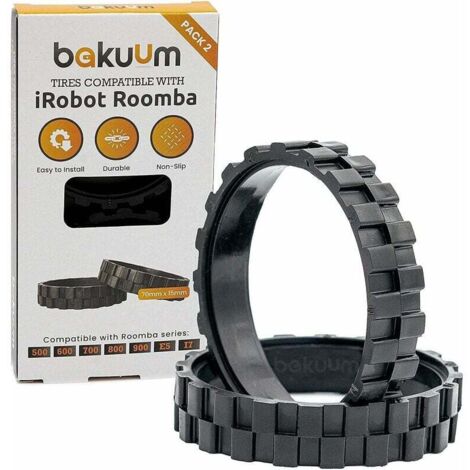 PNEUS Roues pour IROBOT ROOMBA séries 500, 600, 700, 800 et 900 (Pack 2 unités) Fabriqué en Espagne Antidérapant, adhérence exceptionnelle et Montage Facile