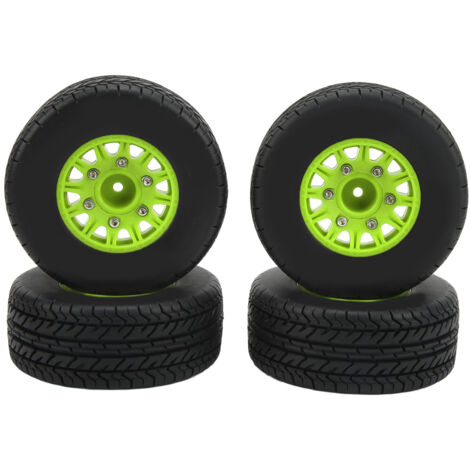 Pneus tout-terrain renforcés 1/10 pour ARRMA, avec jantes et adaptateurs hex, couleur verte.