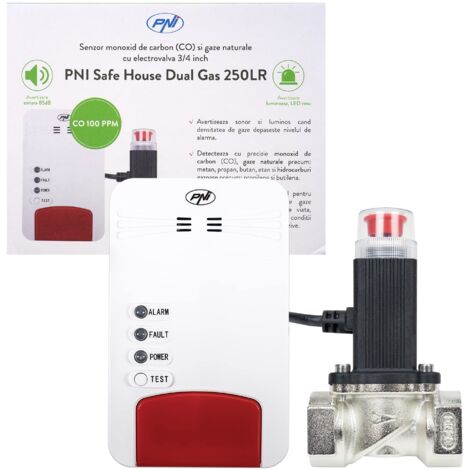 PNI Safe House Dual 250LR - Kit con 2 sensori e valvola magnetica da 3/4"