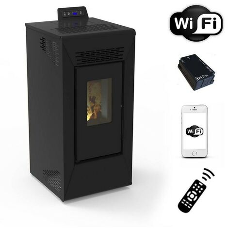 Poêle à pellet ventilé Courmayeur noir San Marco de 8,74 Kw avec wifi et App