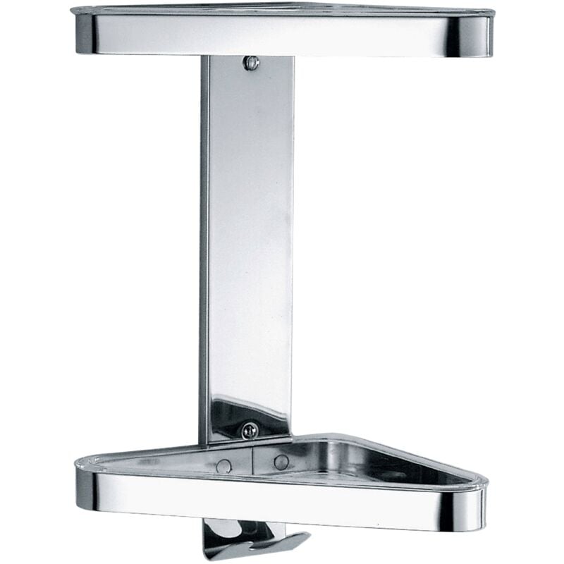 Panier de douche d'angle avec 2 étagères chrome poli - Inda