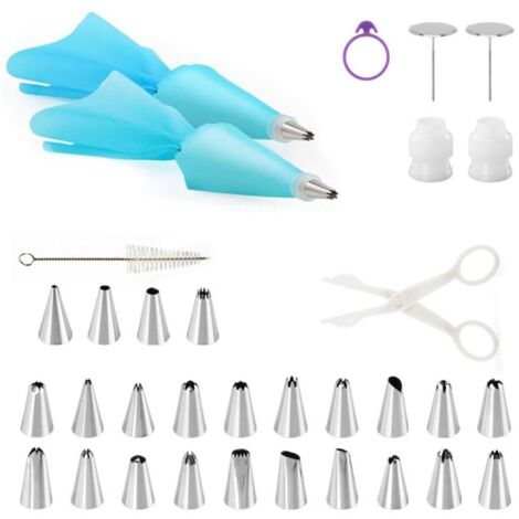 Poche à douille avec embouts, 34 pièces, kit de douilles à pâtisserie, accessoires de pâtisserie