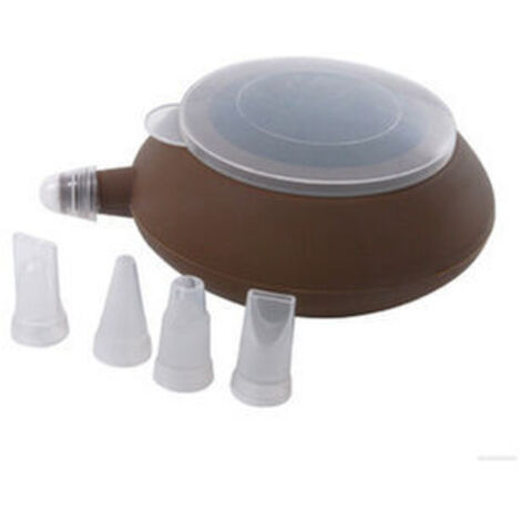 Poche à douille marron, moule en silicone avec 4 douilles, pour gâteau à la crème pâtissière
