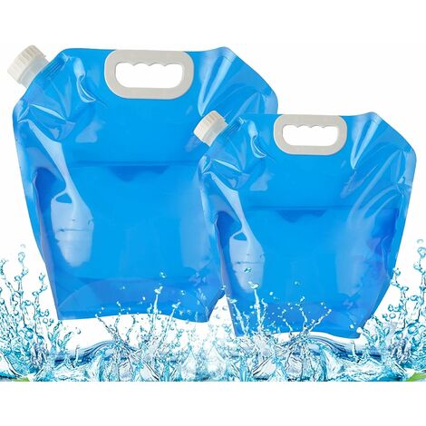 Poche à Eau Réservoir, 2 Pièces Extérieur Sac D'eau Pliable 5L + 10L Eau Potable Conteneur, Pour le Sport Camping Randonnée Pique-nique Barbecue