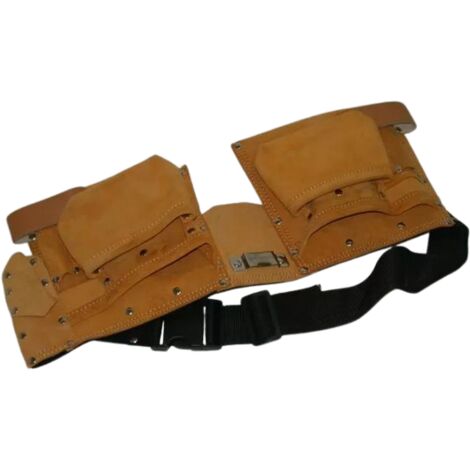 Poche clous canadienne 11 compartiments – Ceinture porte-outils en croûte de cuir – Boucle détachable et réglable – Accès rapide aux outils – Sassi