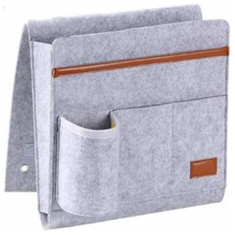 Poche de Lit Feutre,Organisateur pour lit Canapé Suspendu Sac de Rangement de Chevet, pour Bouteille, Magazines, Télécommande, Téléphone, Tablettes, et Livres
