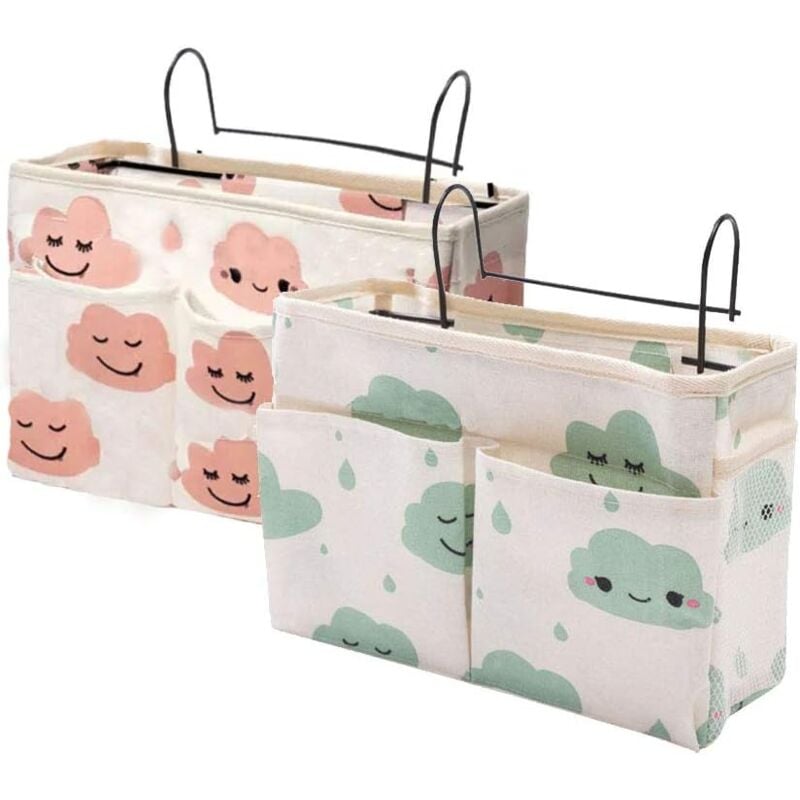 Sac de rangement de nuit, lot de 2 sacs de rangement de chevet pour rangement de chevet pour télécommande, étagère, chargeur, câble, magazines,