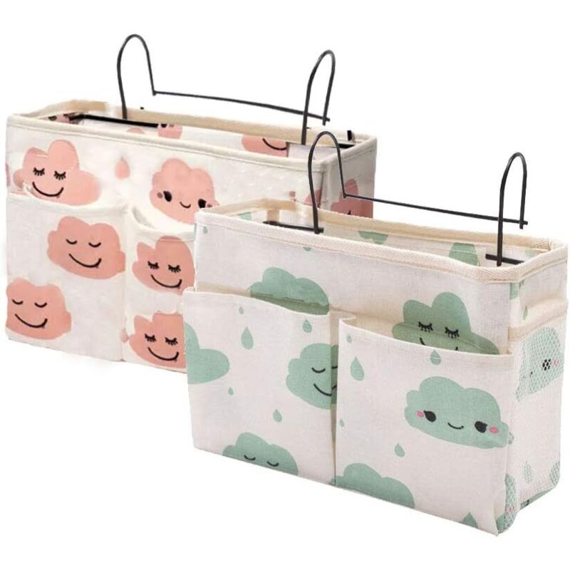 Sac de rangement de nuit, lot de 2 sacs de rangement de chevet pour rangement de chevet pour télécommande, étagère, chargeur, câble, magazines,
