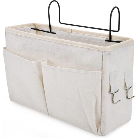Poche de rangement de chevet, paniers de rangement suspendus pour chevet, organiseur de lit pour dortoir, étagère de rangement de bureau, blanc