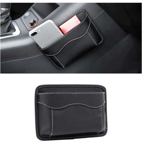 Poche de rangement latérale pour siège auto, mini poche de rangement en cuir, poche de rangement latérale pour voiture, peut contenir des documents, un téléphone portable, des clés, de la monnaie (noi