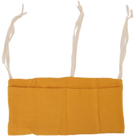 Poche de rangement suspendu pour lit bébé, 2 compartiments, sangle réglable, pour jouets et accessoires.