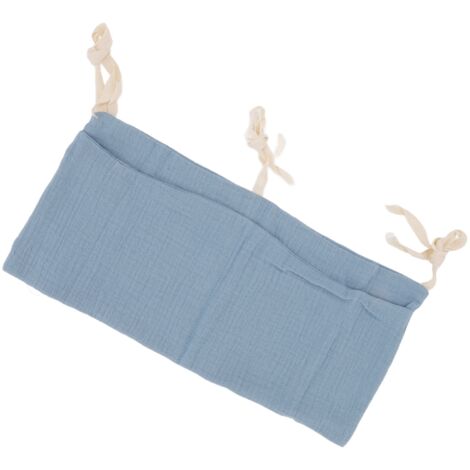 Poche de rangement suspendue pour lit bébé, 2 compartiments, sangle ajustable, idéale pour jouets, bleu foncé