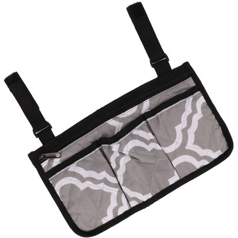 Poche latérale multifonction pour fauteuil roulant, compartiments organisateurs avec bandes réfléchissantes, accessoire pratique, design gris moderne