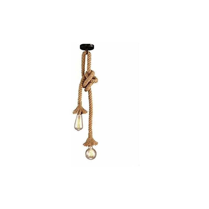 Lustre en ficelle à double tête E272 douille style vintage lustre industriel créatif DIY lampe réglable pour salon café restaurant hall (jaune, 2m à