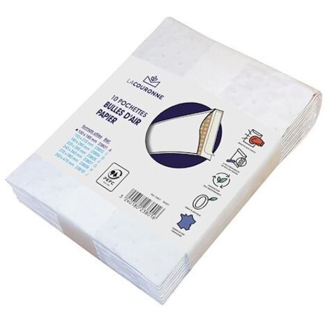 Pochette à bulles papier kraft blanc 100 X 165 La Couronne - Lot de 10