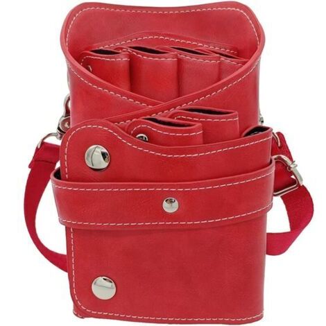 Pochette à ciseaux pour coiffeur Sac à outils pour coiffeur professionnel Sac de Ciseaux de Coiffeur Sac de Coiffeur PU+PVC Cuir Sac Bandoulière Brun élégant (rouge), Ensoleillé