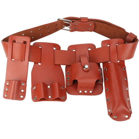 Pochette à outils en cuir, 5 en 1, multifonction, porte-outils, ceinture, idéal pour échafaudage, outil de travail pour placer la clé à levier, marteau, etc.