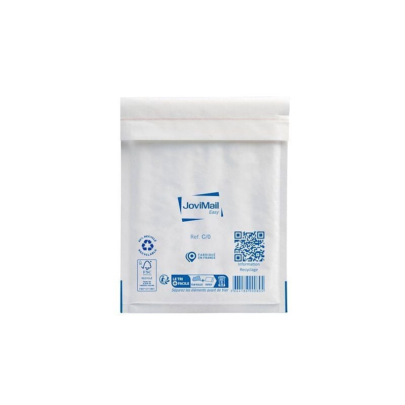 Pochette à bulles d'air kraft blanc 150 x 210 mm JoviMail Plus 92 g - Carton de 100