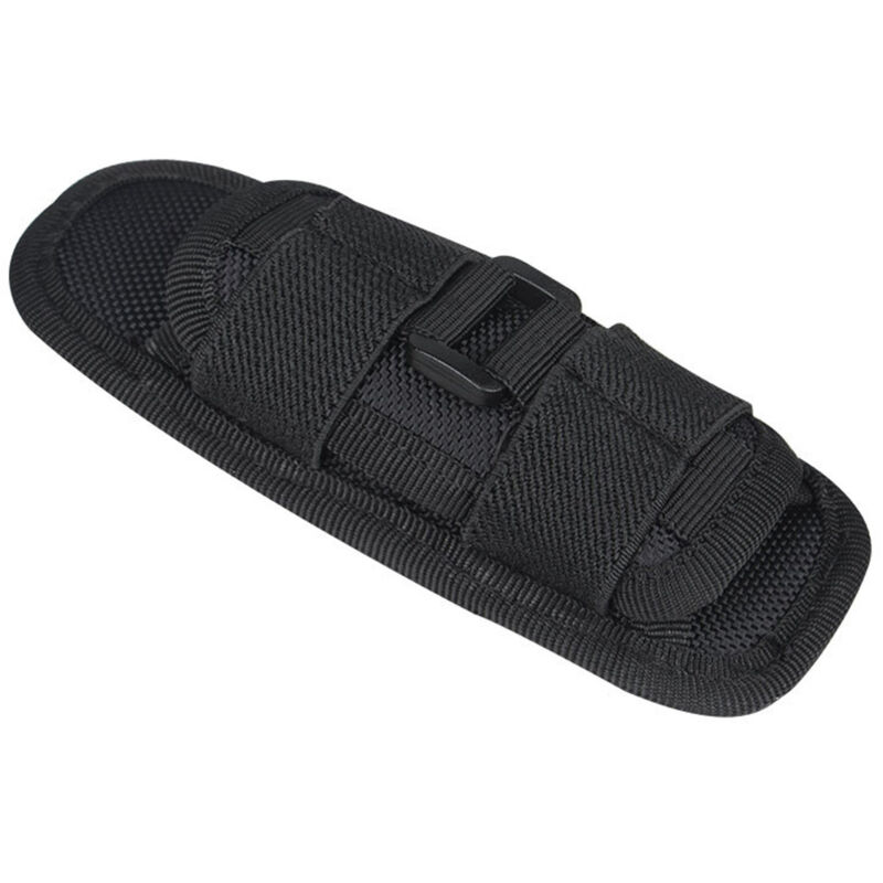 Pochette ceinture lampe torche rotative 360° en nylon résistant déchirure pour randonnée noir
