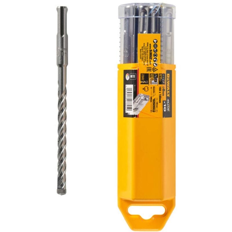 DeWALT Accessoires - Set 10 forets à maçonnerie SDS Plus, diamètre 8 mm DT8965