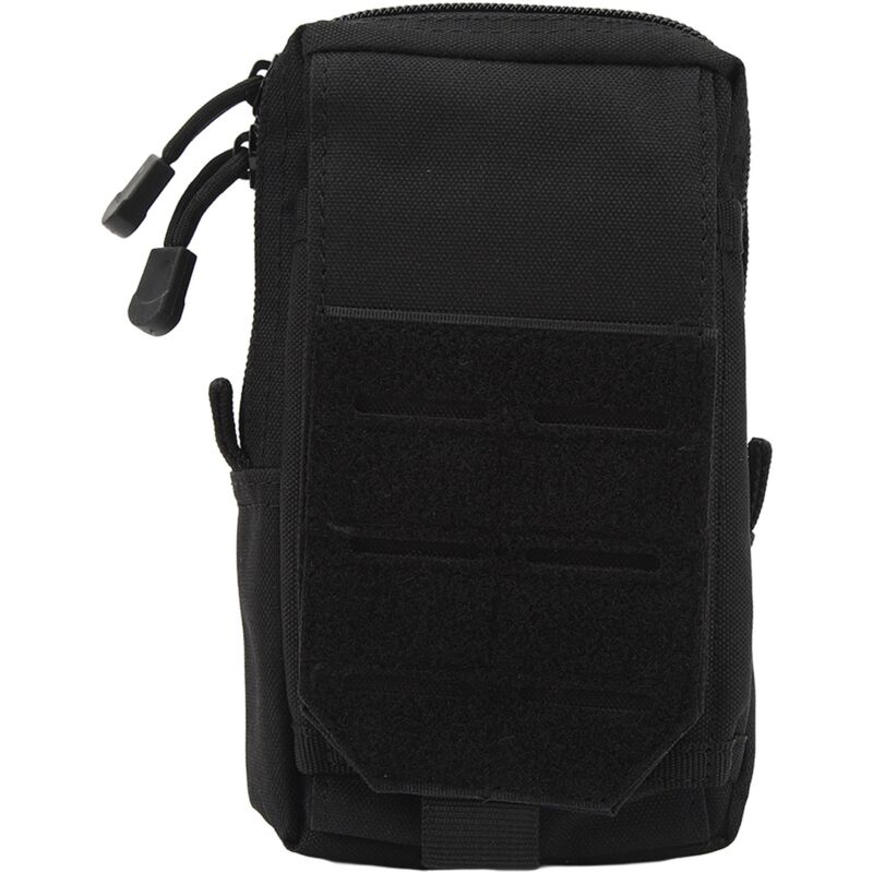 Pochette de ceinture étanche en tissu Oxford avec plusieurs poches pour téléphone, stylo, portefeuille et clés - Noir