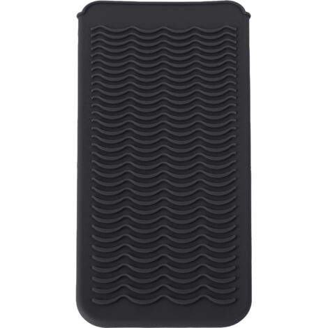 Pochette de rangement en silicone résistant à la chaleur pour fer à lisser, lisseur et rasoir, surface antidérapante, noir