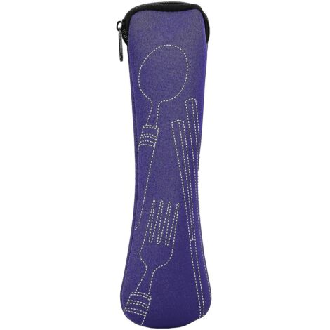 Pochette de rangement portable en tissu résistant à l'usure pour couverts (cuillères et fourchettes) - Violet