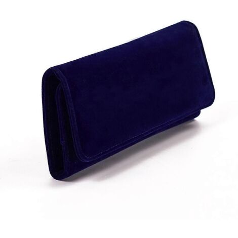 Pochette de rangement portable en velours pour bijoux de voyage, idéale pour ranger colliers et bagues.