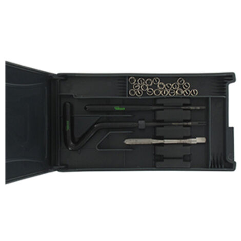 pochette de réparation m5 x 0,8 pour filetages endommagés, livré avec outillage et inserts.