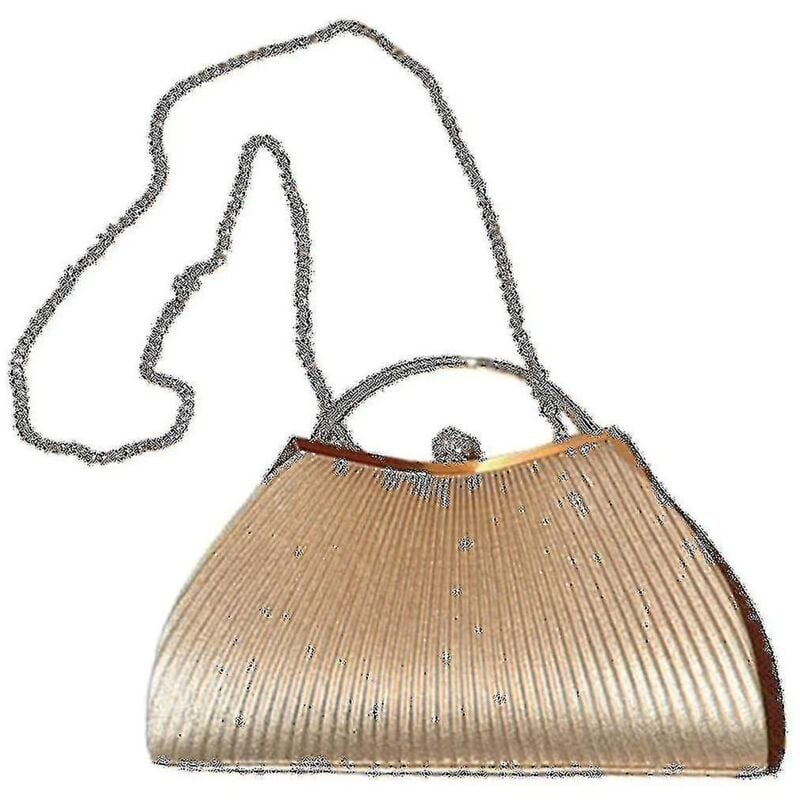 Pochette de soirée en diamant pour femme, sac à main plissé de mariage, sac à main en or avec chaîne, sac à bandoulière
