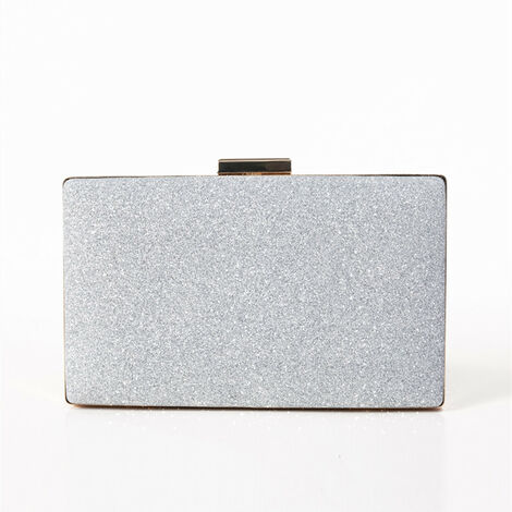 Pochette De Soirée Femme Satin Champagne - 17.5x7x11.5 Cm, Chaîne Dorée, Pompons, Pour Mariage Fête