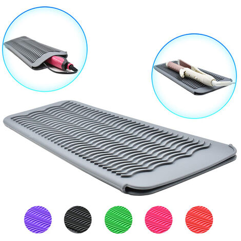 Pochette de tapis de voyage en Silicone résistant à la chaleur, pour fer à friser, lisseur de cheveux, outil de coiffure multifonctionnel, plat et antidérapant,gery