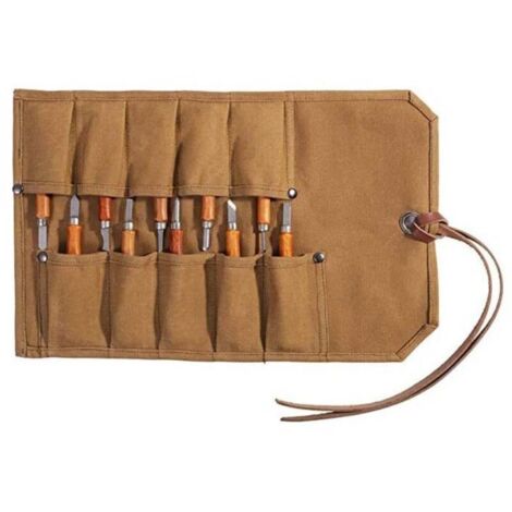 Pochette enroulable en toile cirée 10 poches pour outils à main Tournevis Clé Sac de rangement