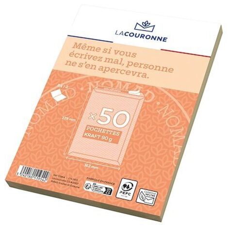 Pochette kraft milleraies brun 162 x 229 mm La Couronne 90 g sans fenêtre - Boîte de 50