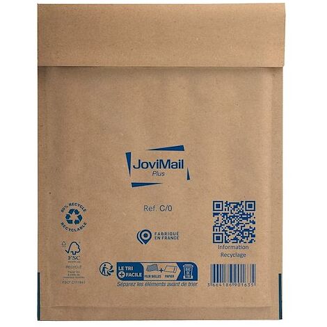 Pochette matelassée bulles Jovimail Plus kraft brun renforcé 150 x 210 - Carton de 100