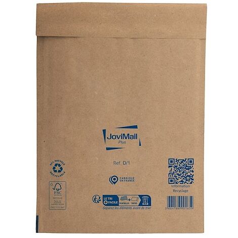 Pochette matelassée bulles Jovimail Plus kraft brun renforcé 180 x 260 - Carton de 100