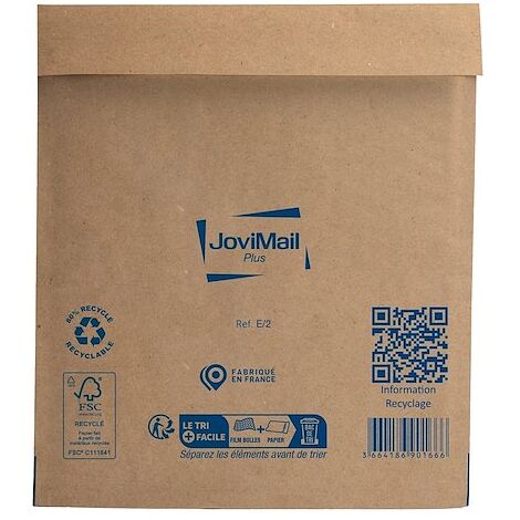 Pochette matelassée bulles Jovimail Plus kraft brun renforcé 220 x 260 - Carton de 100