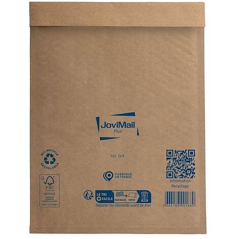 Pochette matelassée bulles Jovimail Plus kraft brun renforcé 240 x 330 - Carton de 100