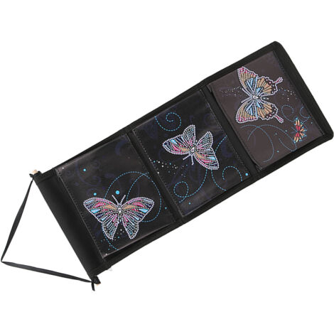 Pochette Murale DIY 3 Compartiments Imperméable à Motif Papillon Diamant pour Chambre