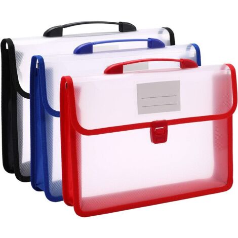 Pochette Plastique A4, 3 Pcs Pochette Porte Document Transparente Chemise Polypropylène, Enveloppe Extensible Fichier Document avec Manipuler,Premium Poly Poches avec Porte-Cartes de Visite