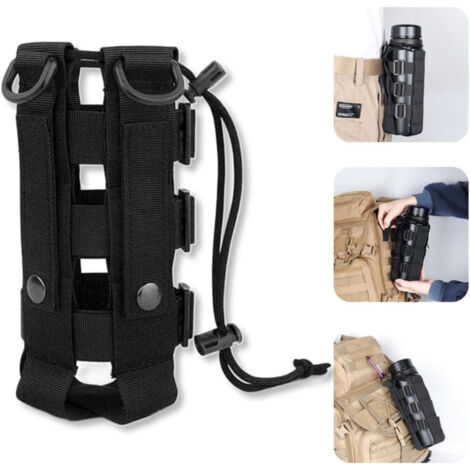 Pochette porte-bouteille 2,5L noire avec bandoulière et boutons-pression pour extérieur