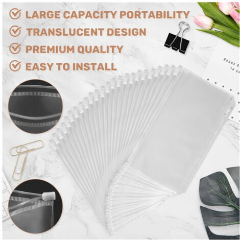 Pochette pour classeur à anneaux 6 anneaux, 24 pochettes A6, 6 trous, reliure coulissante, sac pour feuilles mobiles