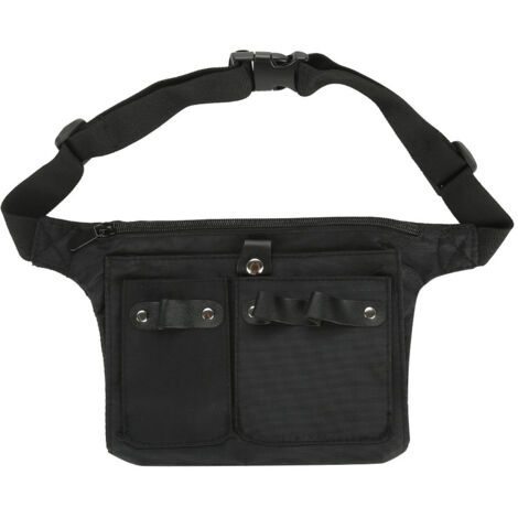 Pochette professionnelle pour coiffure avec ceinture, contenant ciseaux et peigne.