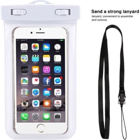 Pochette Sac étanche Universel Waterproof Case Bag Housse Etui pour iPhone, Samsung et les Autres Smartphones 6\'\' (Blanc)